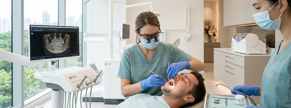 Dental implant procedure at a modern Turkish dental clinic